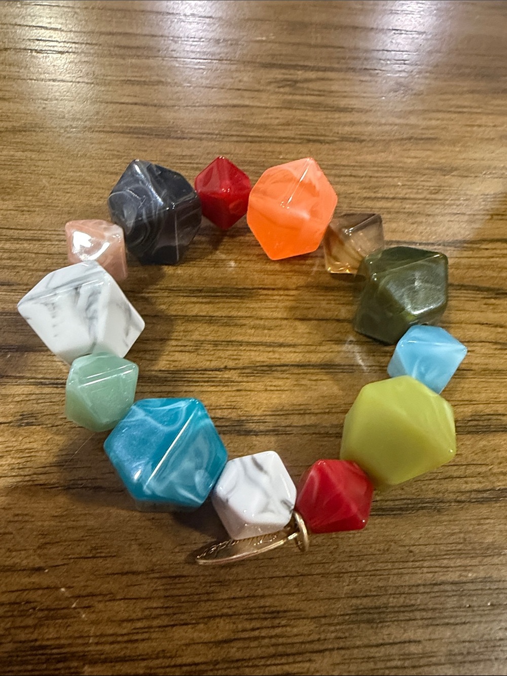 Colorful Geometric Bead Stretch Bracelet - Multicolor